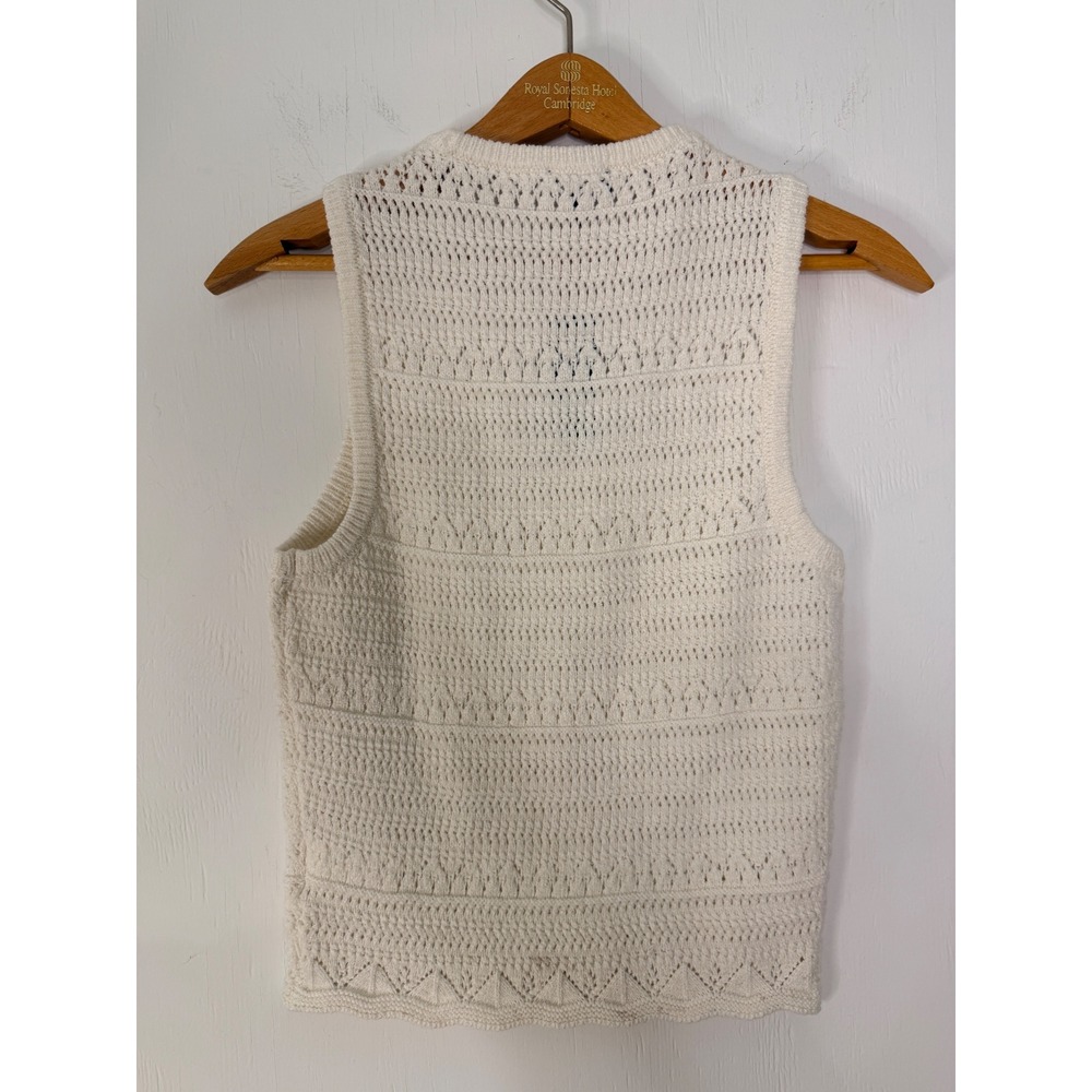Express Womens Ivory Knit Sleeveless Sweater Tank Top XS Crochet Festival - Picture 6 of 10